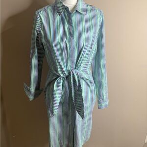 Calvin Klein Striped Button-Up Tie-Front shirt dress size 6